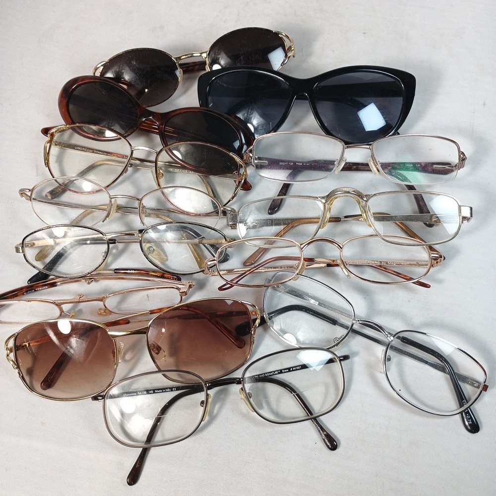Lot of 13  Assorted Unbranded Reading Glasses And Sunglasses For Parts or Craft